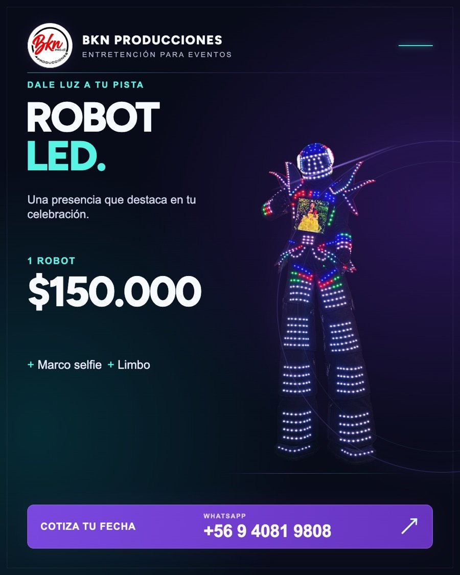 Robot LED para fiestas en La Serena y Coquimbo
