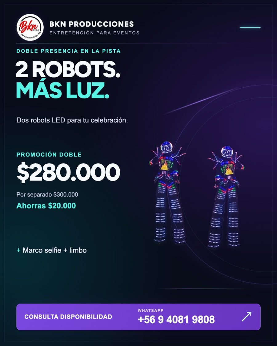 Dos Robots LED en promoción doble para matrimonios