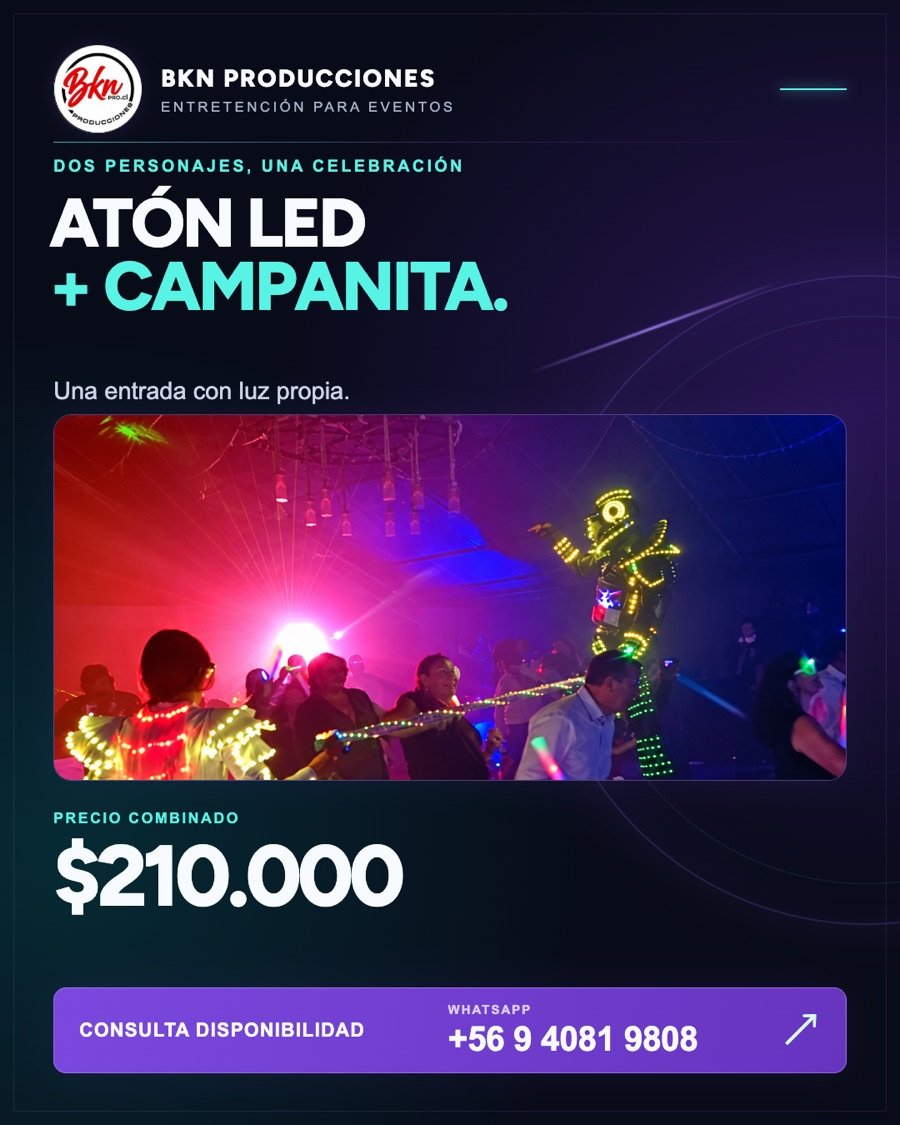 Atón LED con campanita bailando con invitados